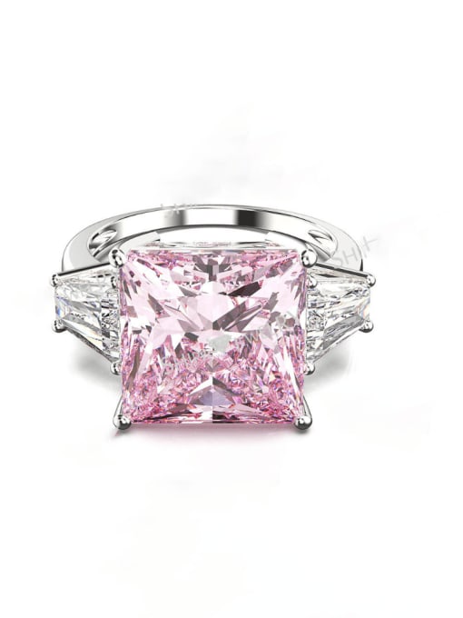 Pink [R 0352] 925 Sterling Silver Cubic Zirconia Geometric Luxury Band Ring